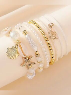 Coastal Ocean Charm Bracelet Stack Set 🐚🌊